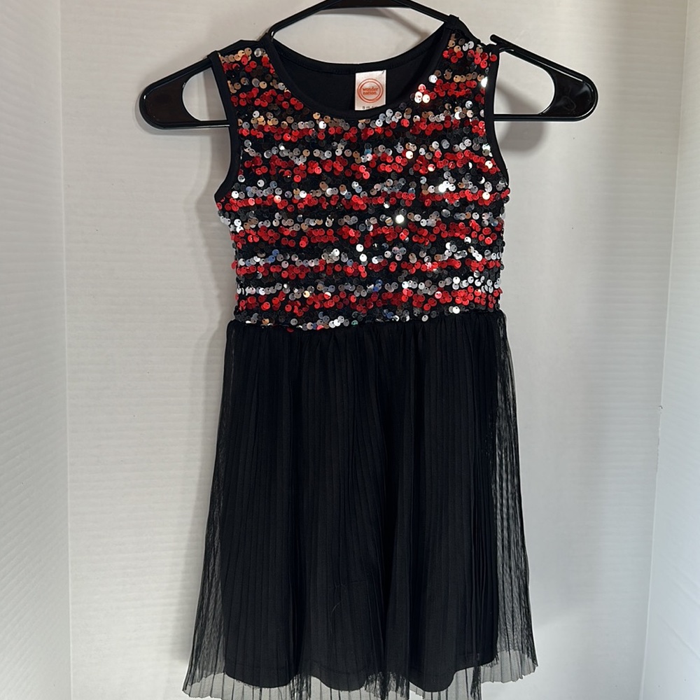 Wonder nation sequins and tulle red silver and black dress size 6/6x